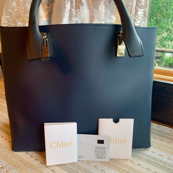 💖 PRISTINE‼️ Authentic Chloé Baylee Bicolor Tote Bag in Navy/Blue✨✨✨ - Picture 2 of 16